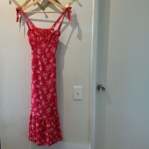 Floral print red long dress by Reformation!